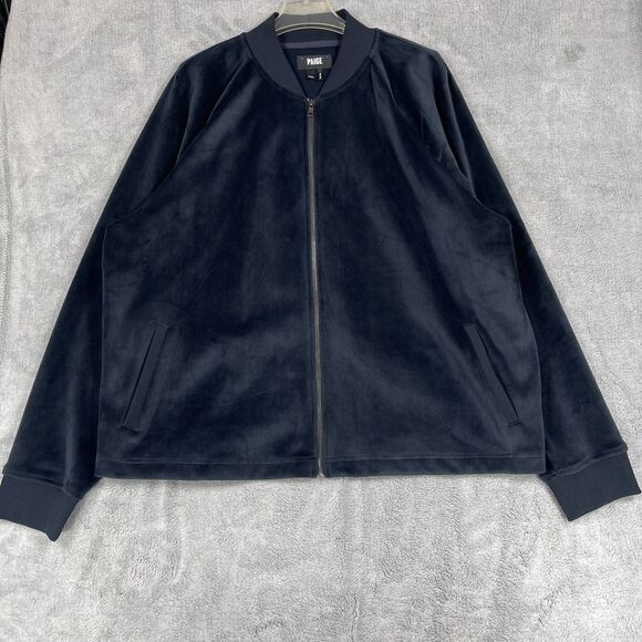 Paige Bomber Jacket Mens 2XL Navy Cotton Springer Velour Raglan Sleeve Full Zip